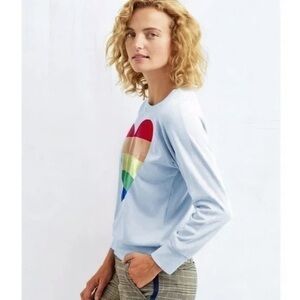 NWOT Anthropologie Sundry Rainbow heart Sweatshirt